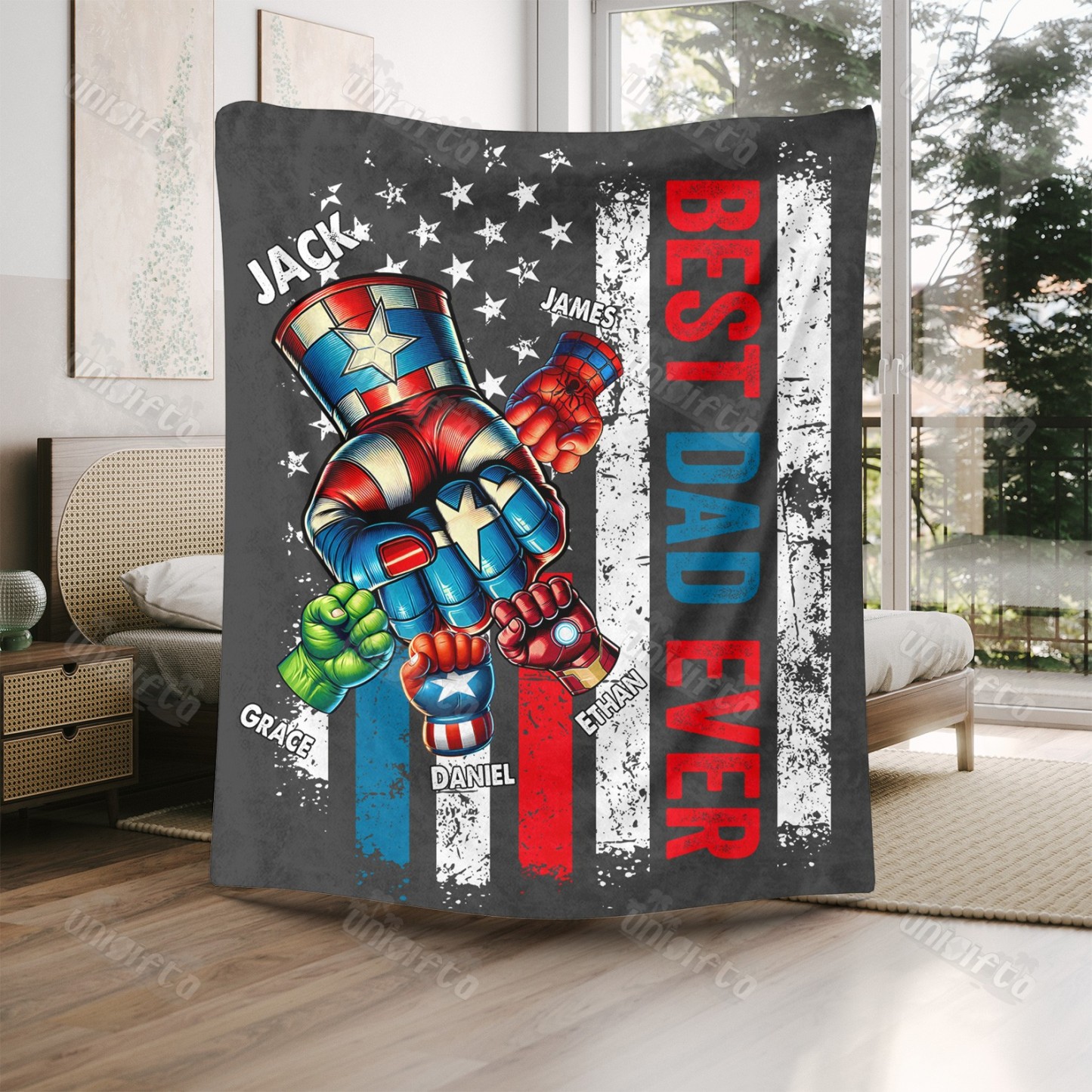 BEST DADMAN EVER Front Side Custom Blanket