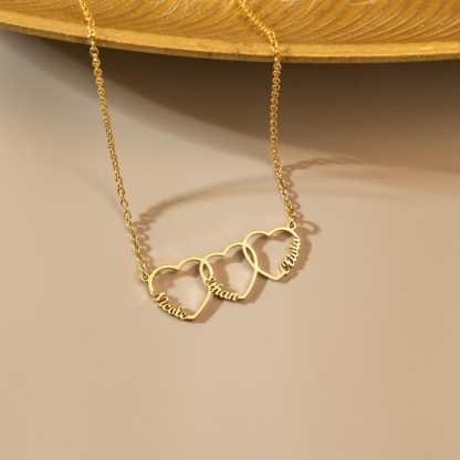 Personalized Interlocking Hearts Name Necklace - Custom Kid's Names Gold Plated Pendant, Sentimental Mother's Day Gift