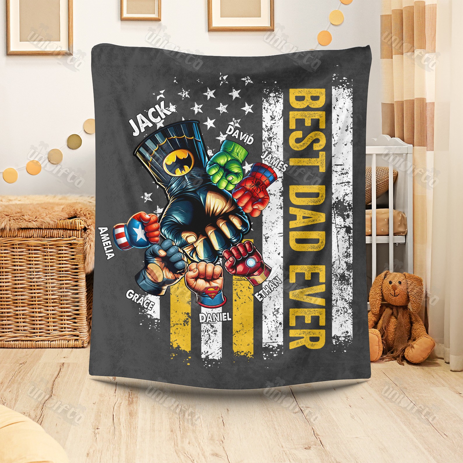 BEST DADMAN EVER Front Side Custom Blanket