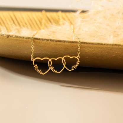 Personalized Interlocking Hearts Name Necklace - Custom Kid's Names Gold Plated Pendant, Sentimental Mother's Day Gift