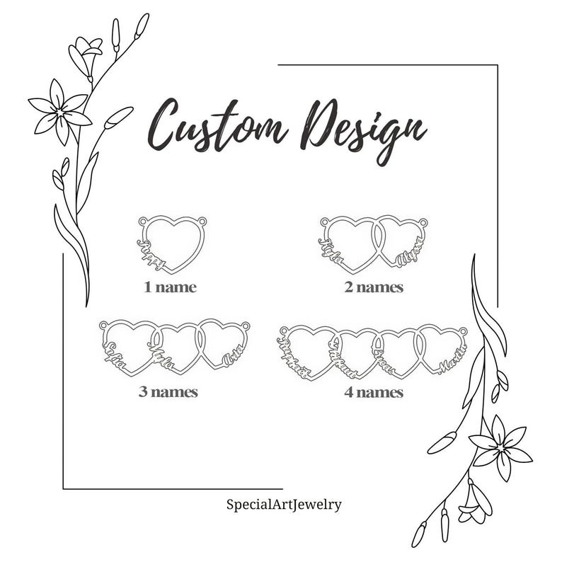 Personalized Interlocking Hearts Name Necklace - Custom Kid's Names Gold Plated Pendant, Sentimental Mother's Day Gift