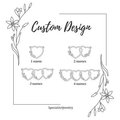 Personalized Interlocking Hearts Name Necklace - Custom Kid's Names Gold Plated Pendant, Sentimental Mother's Day Gift