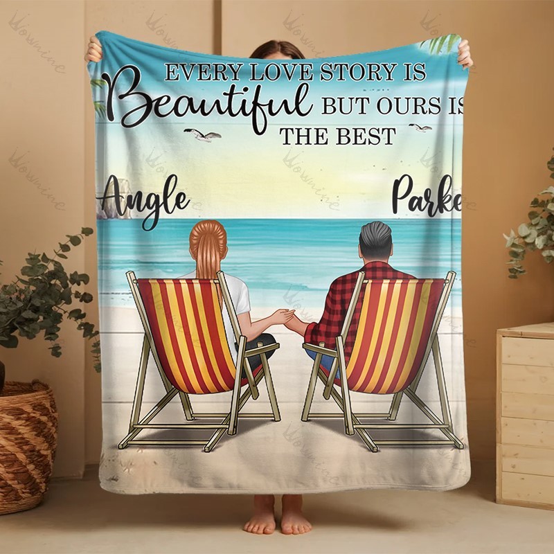 You & Me Beach Love Custom Blanket