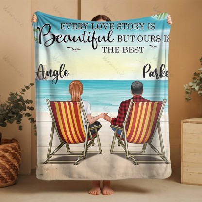You & Me Beach Love Custom Blanket