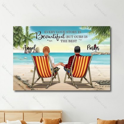 You & Me Beach Love Custom Canvas Wall Art