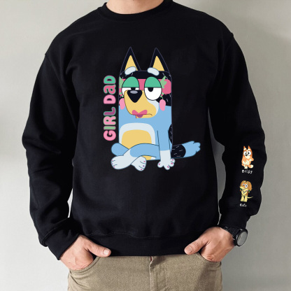 Custom Girl Dad Sweatshirt with Kid's Name on Sleeve