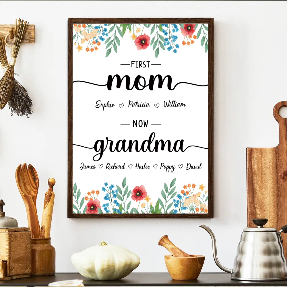 First Mom Now Grandma-Family Personalized Names Frame