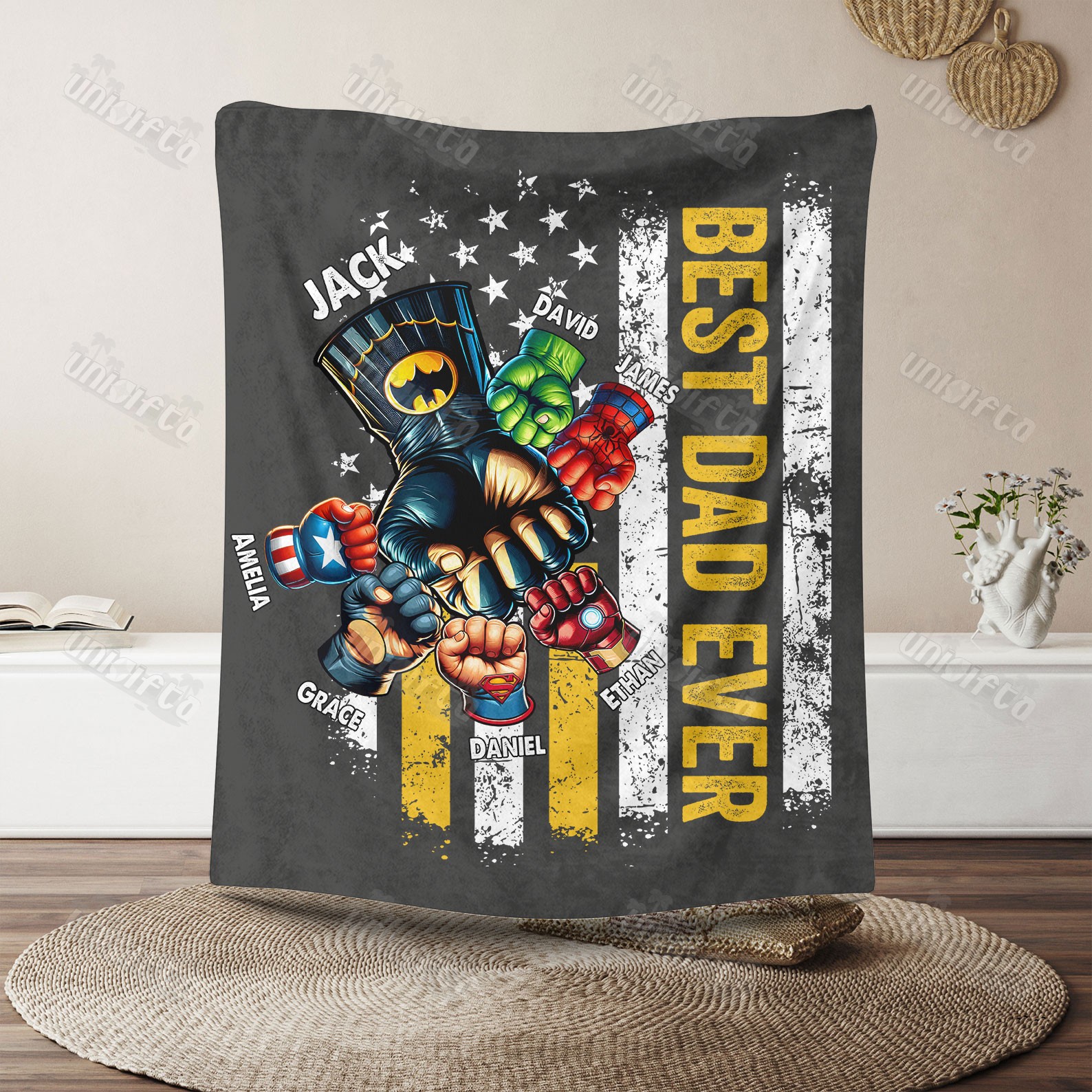 BEST DADMAN EVER Front Side Custom Blanket