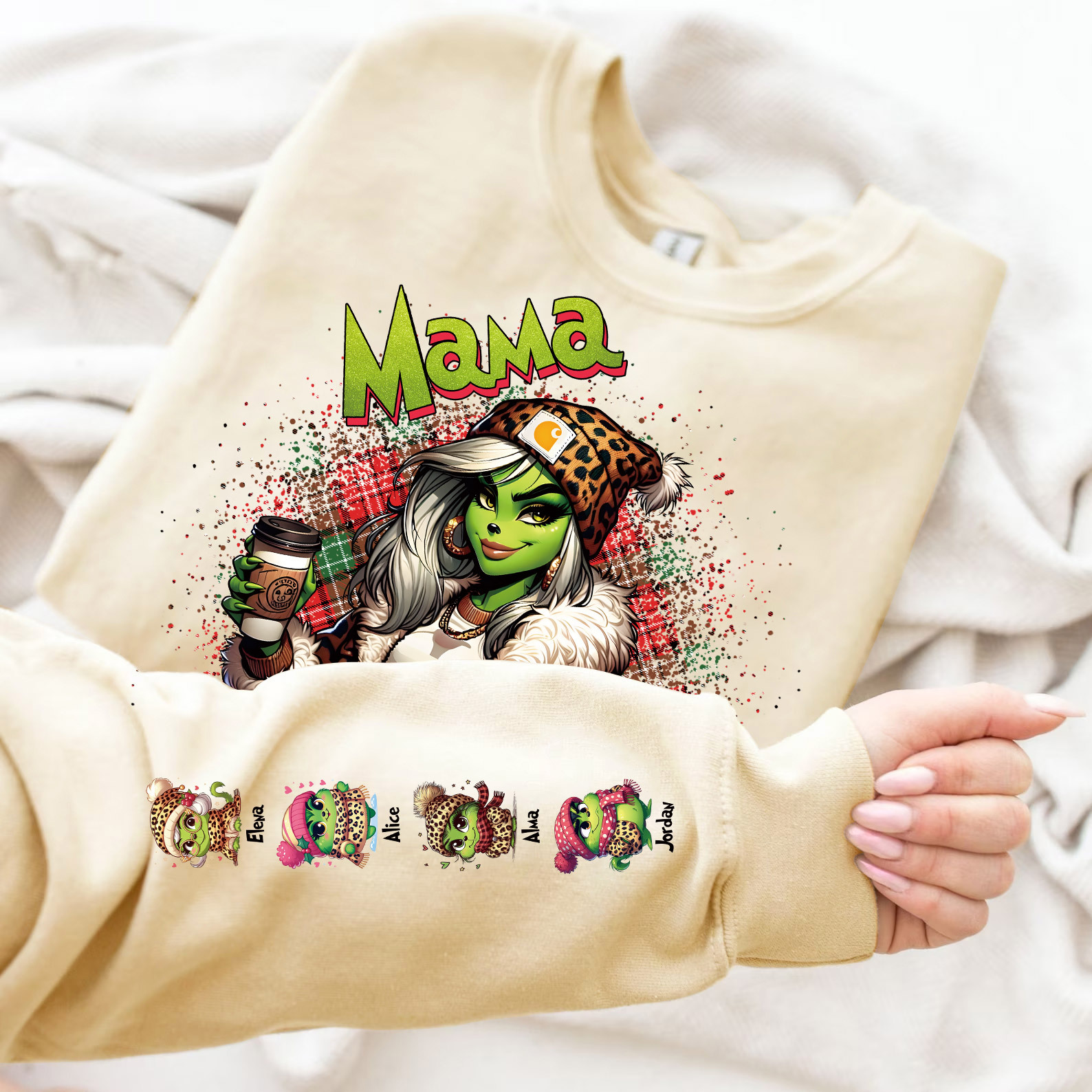 Custom Christmas Mama Daddy With Kids Name Sweatshirt Christmas Day Gift