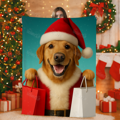 Custom Christmas Pet Art Portrait Blanket