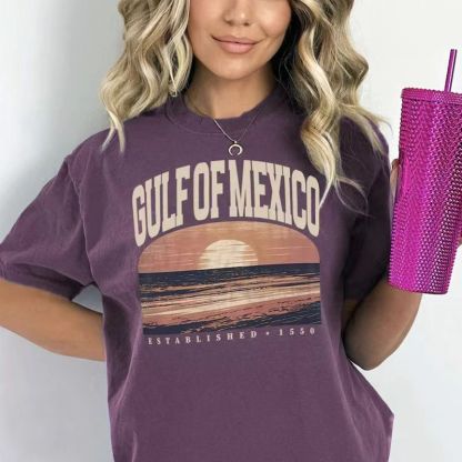 Gulf of Mexico Varsity Sunset Comfort Colors T-Shirt