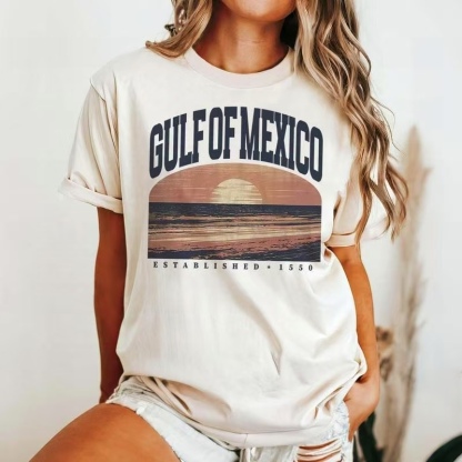 Gulf of Mexico Varsity Sunset Comfort Colors T-Shirt