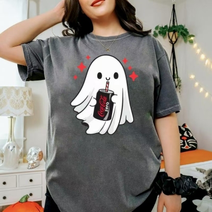 Adorable Ghost & Soda Halloween Tee