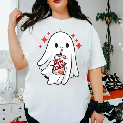 Adorable Ghost & Soda Halloween Tee