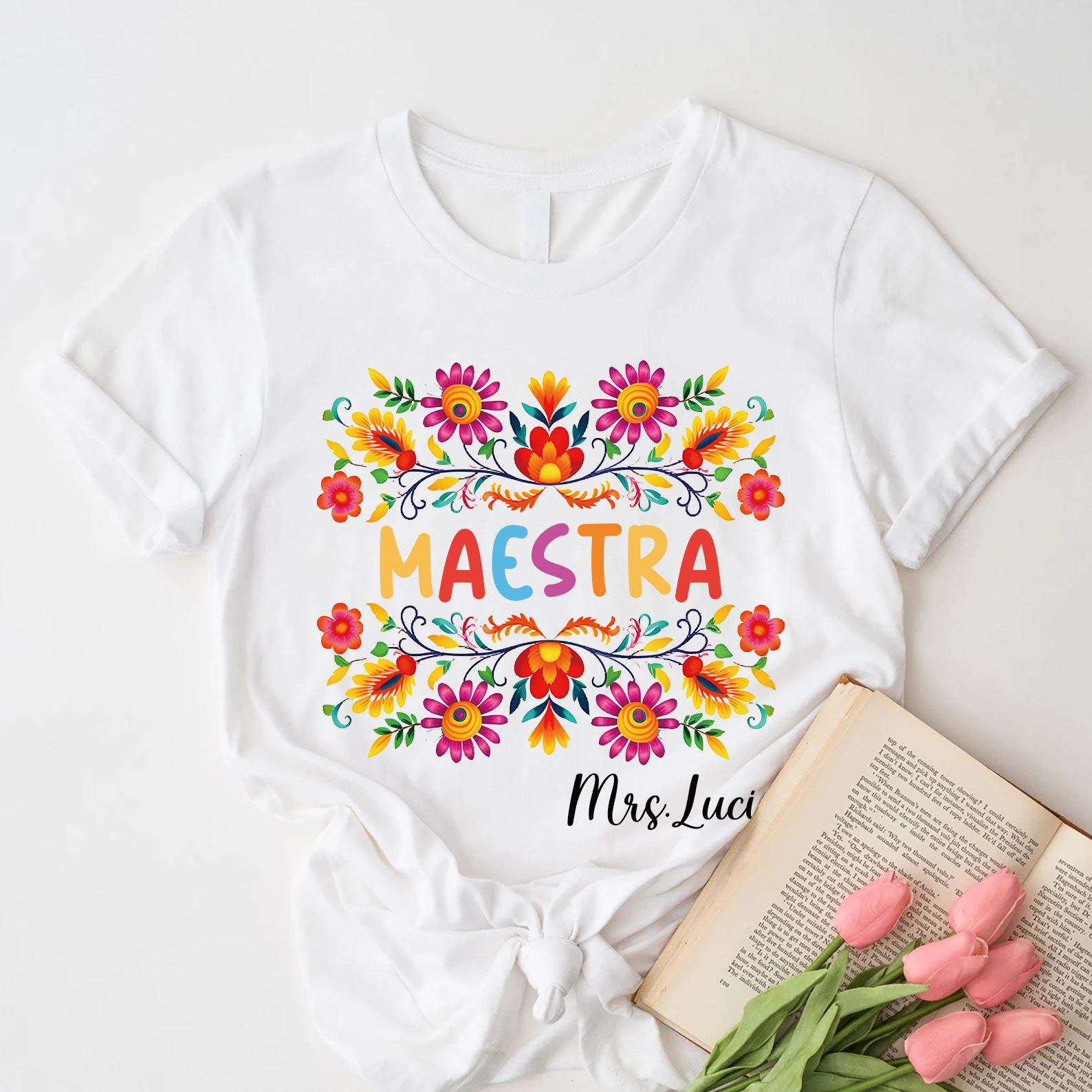 Personalized Name Maestra Teacher T-Shirt