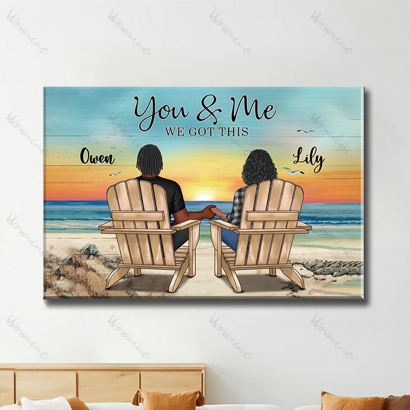 You & Me Beach Love Custom Canvas Wall Art