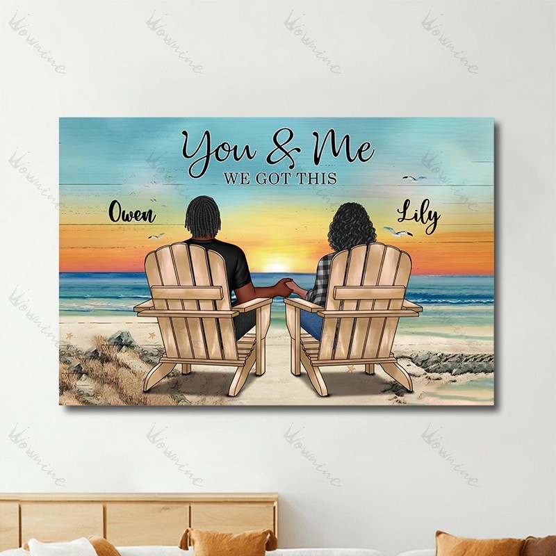 You & Me Beach Love Custom Canvas Wall Art