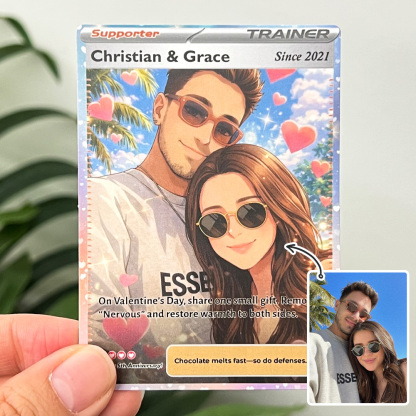 50% OFF💕Personalized Couple Anime Supporter Trainer Card Pokecard