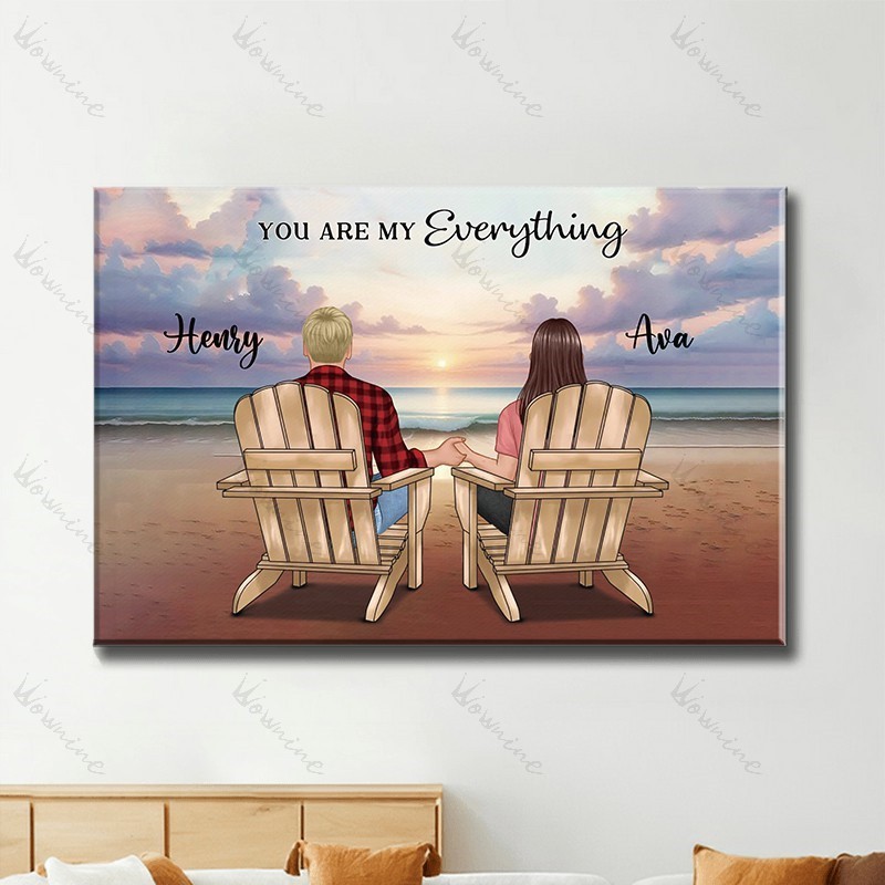 You & Me Beach Love Custom Canvas Wall Art