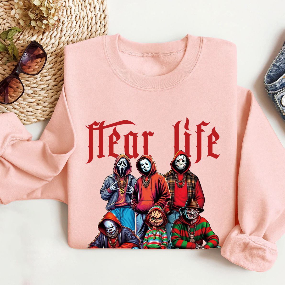 Red Word Horror Movie Fear Life Halloween Shirt