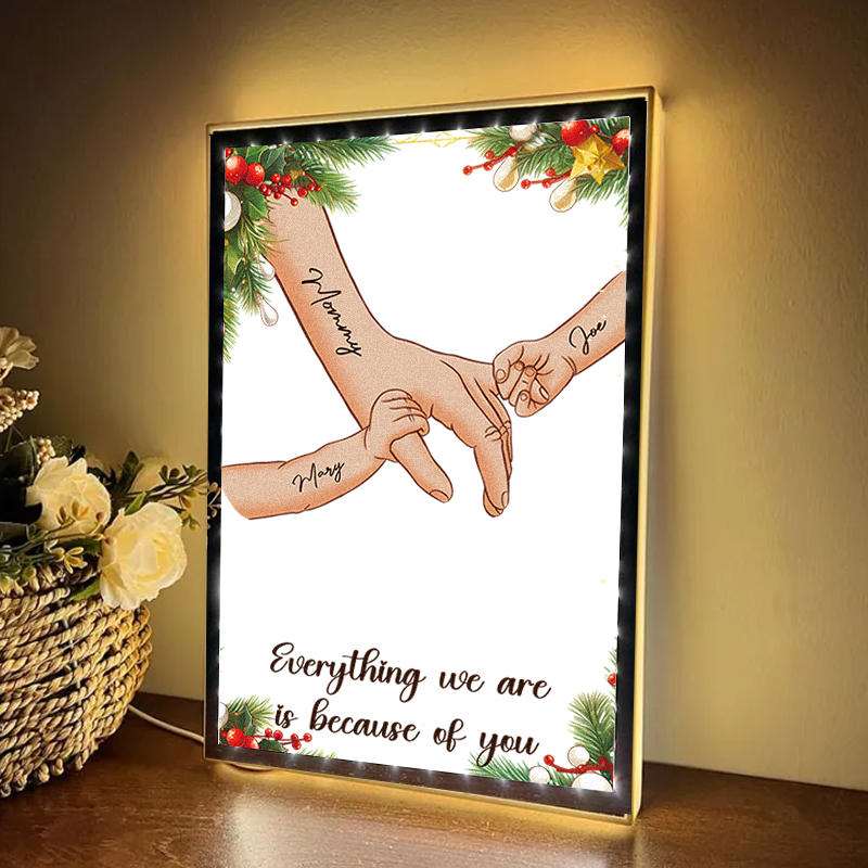 [Copy]Mom/Dad Everything We Are Is Because Of You - Personalized Mirror Light Box