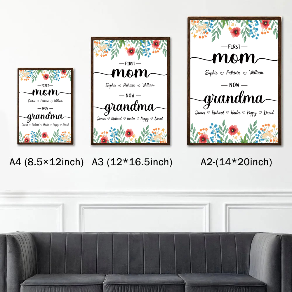 First Mom Now Grandma-Family Personalized Names Frame