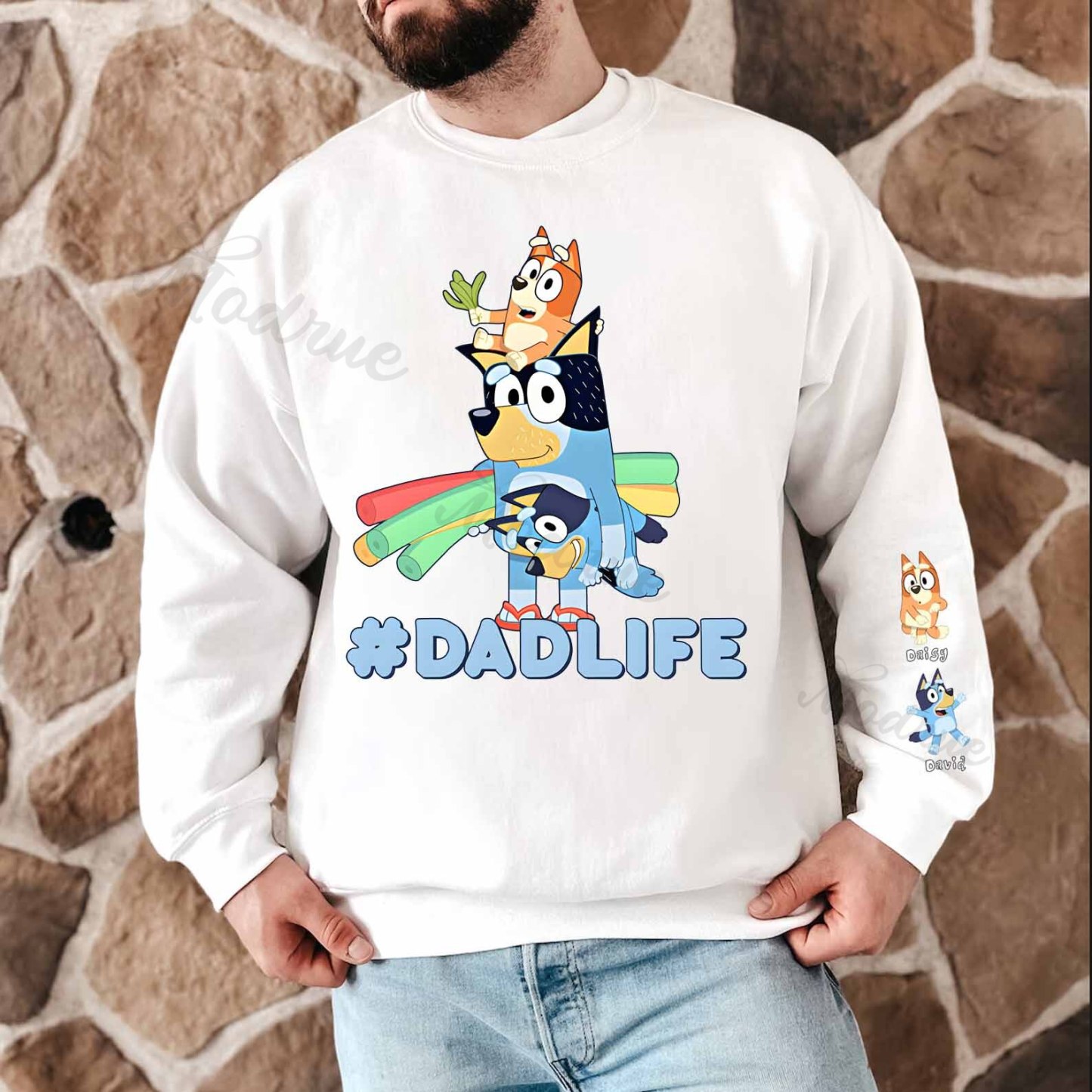 Custom Dadlife Sweatshirt with Kid's Name on Sleeve