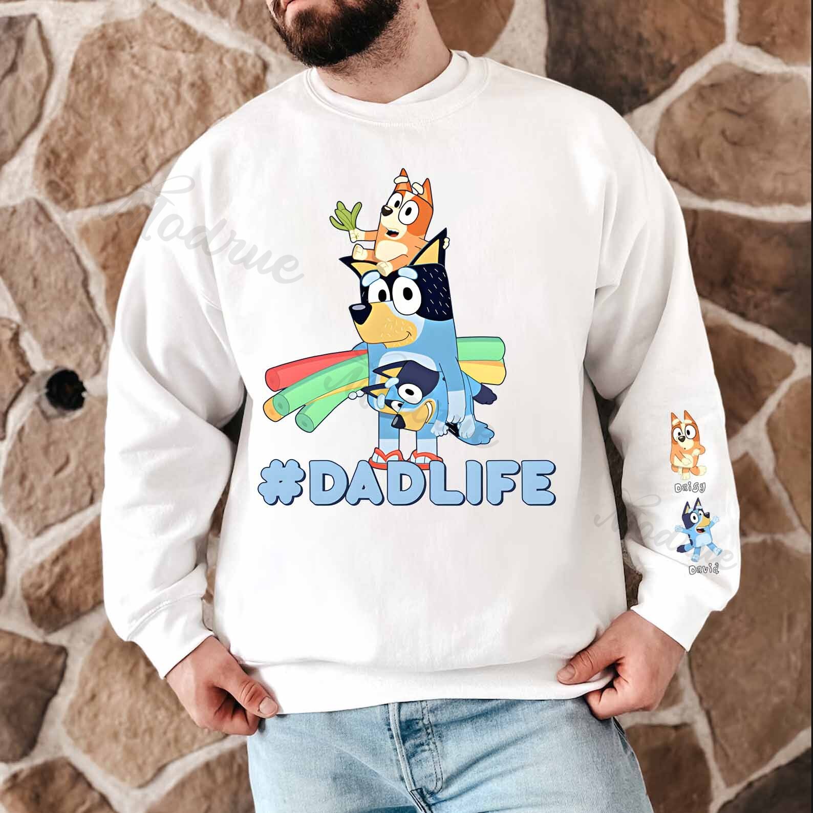 Custom Dadlife Sweatshirt with Kid's Name on Sleeve