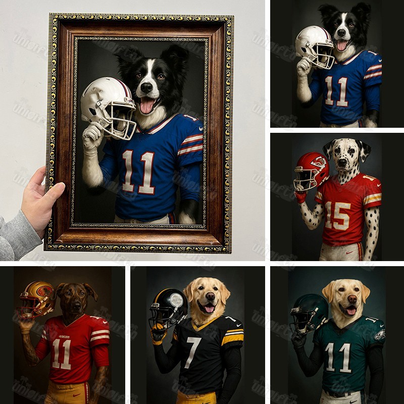 Custom American Football Pet Canvas Portrait