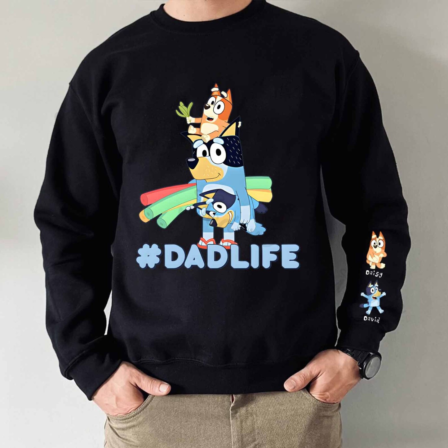 Custom Dadlife Sweatshirt with Kid's Name on Sleeve