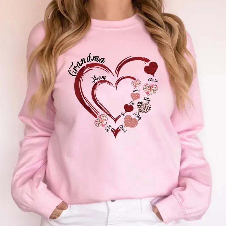 Custom Grandma Heart Sweatshirt Sweatshirt/Hoodie/T-Shirt