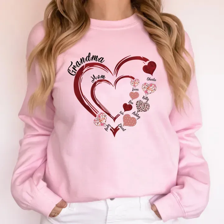 Custom Grandma Heart Sweatshirt Sweatshirt/Hoodie/T-Shirt