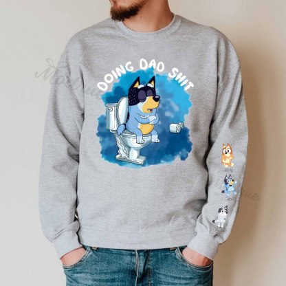 Custom Cartoon Doing Dad Sh*t Sweatshirt with Kid's Name on Sleeve