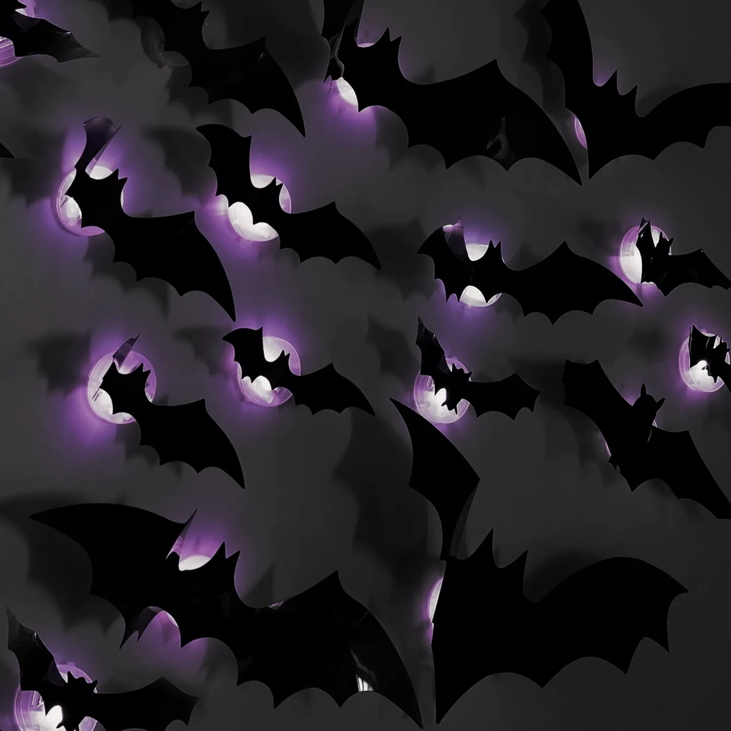Lighted 3D Bat Wall Decor Set – LED Halloween Decor