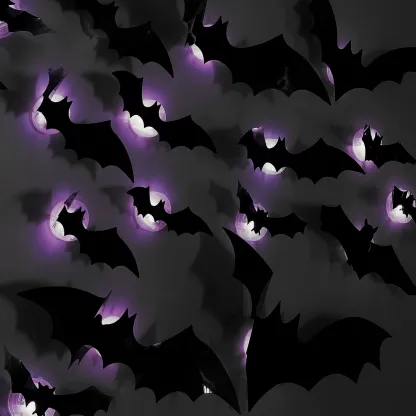 Lighted 3D Bat Wall Decor Set – LED Halloween Decor