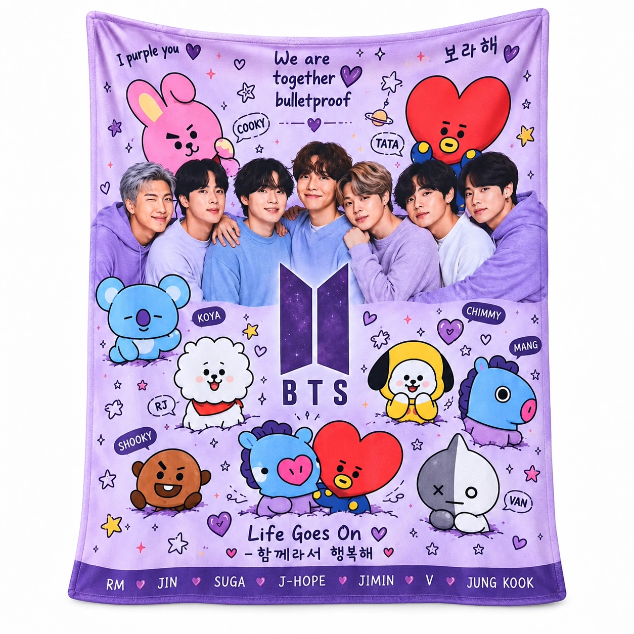BTS Purple Together Cozy Fleece Blanket – ARMY Gift