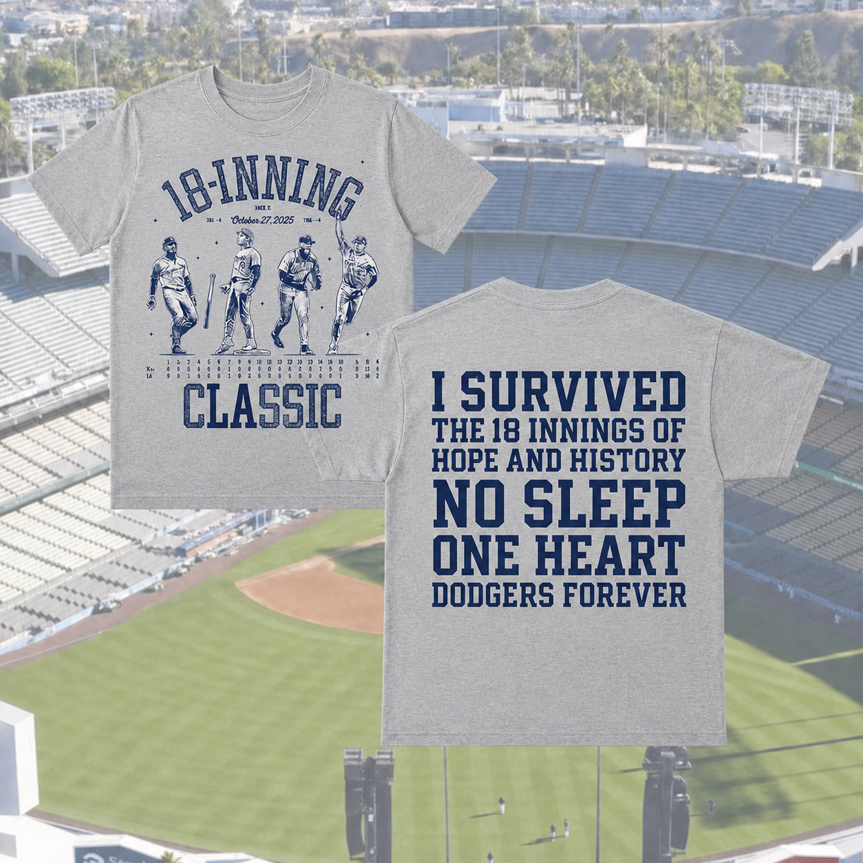 18-Inning Classic Baseball Apparel - Dodgers Fan Tribute Shirt, Crewneck, Hoodie