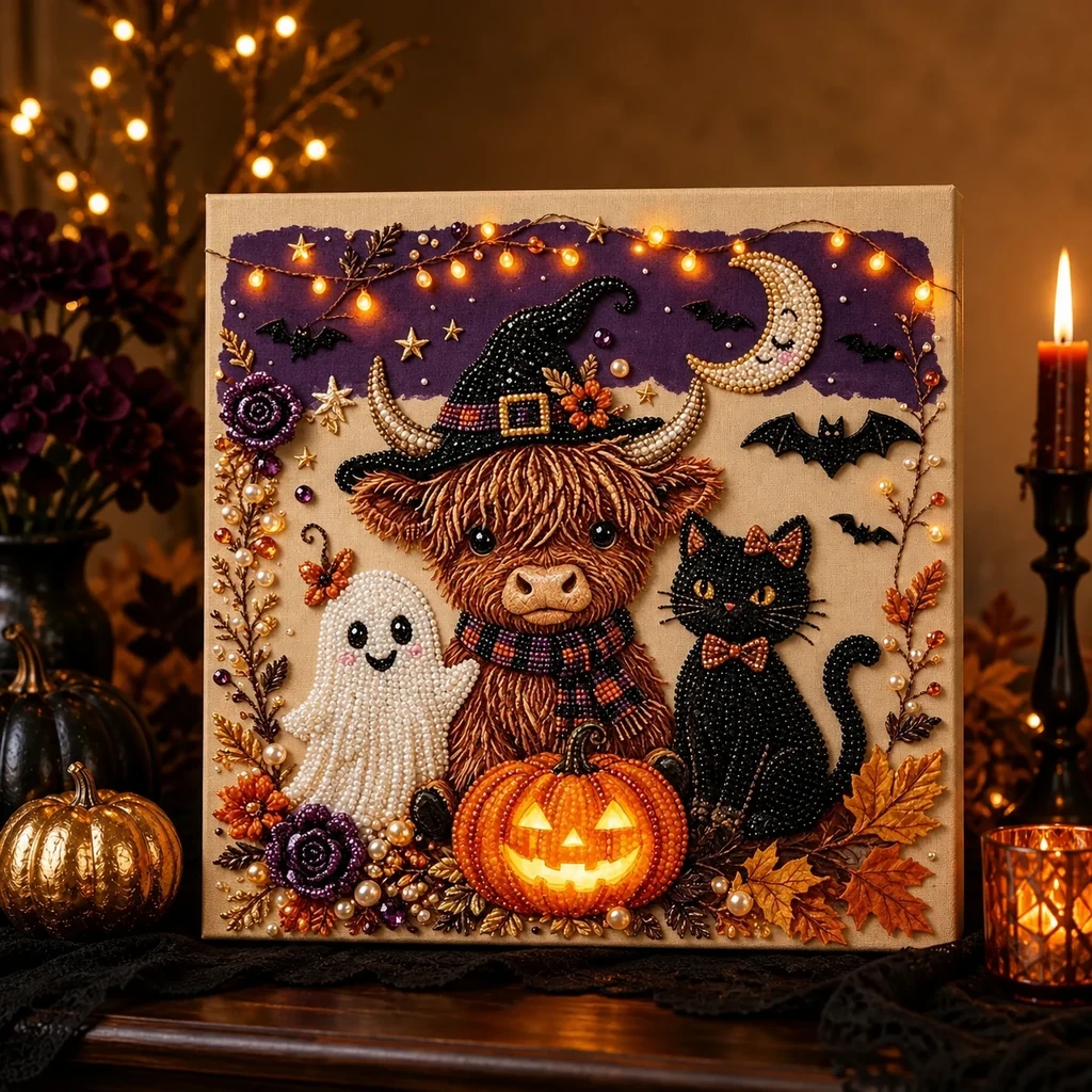 Halloween Cow Witch Pearl Art DIY Kit