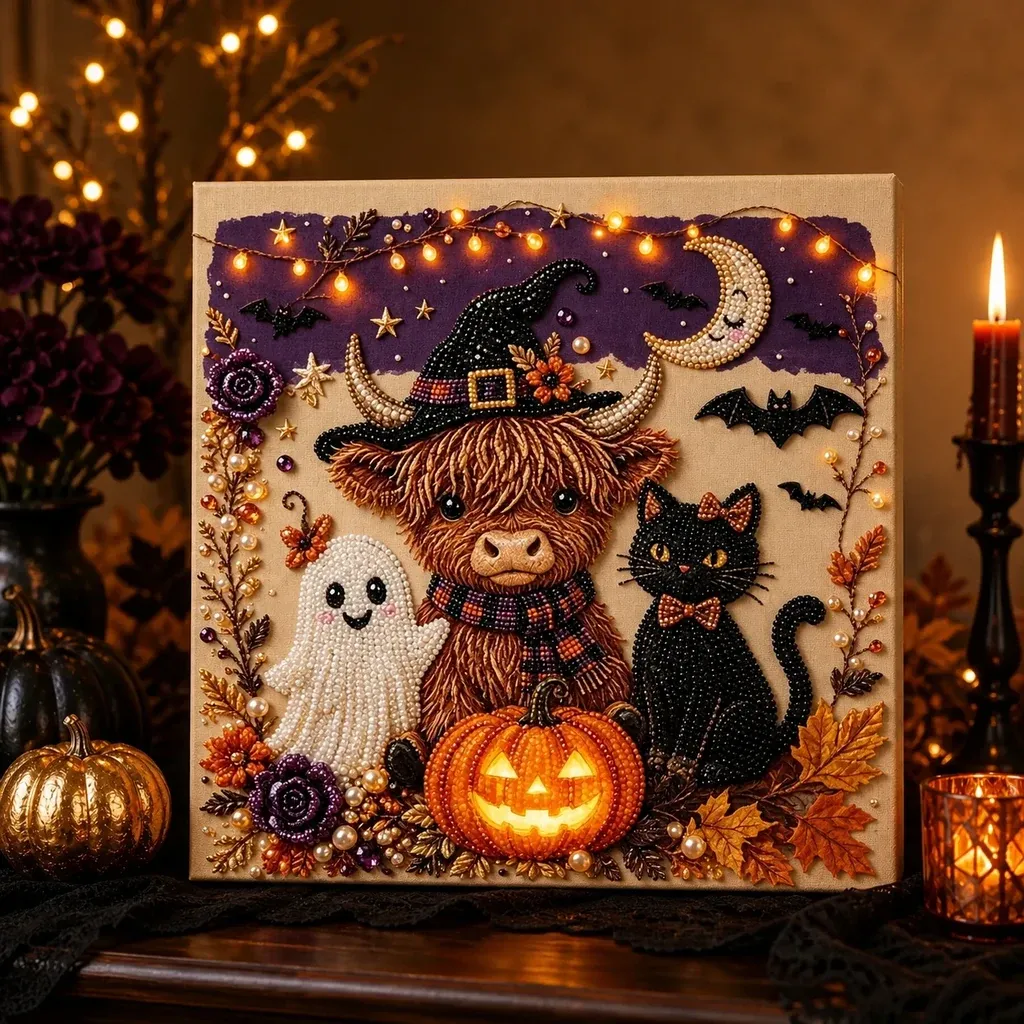 Halloween Cow Witch Pearl Art DIY Kit