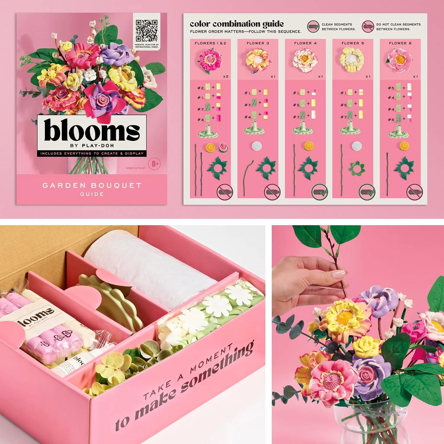 Play-Doh Blooms Garden Flower Bouquet Making Kit - Pink