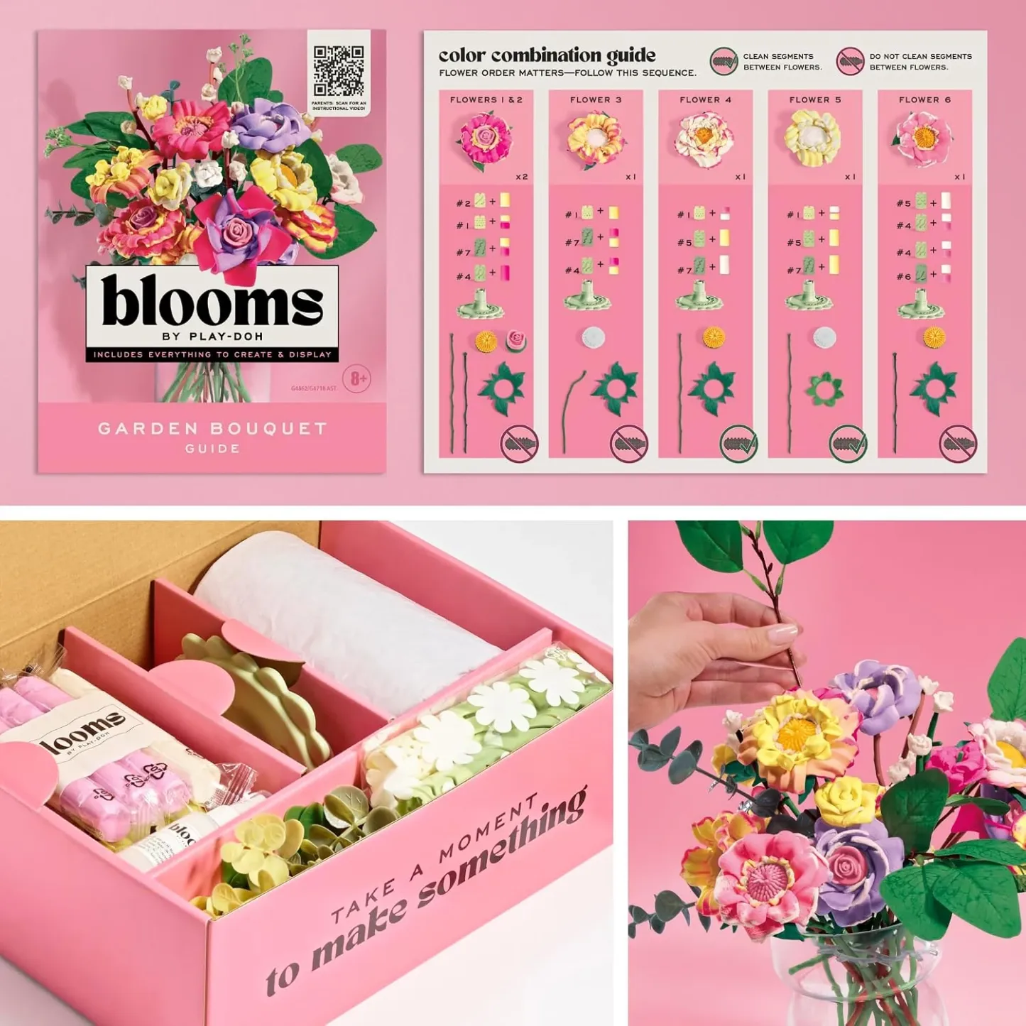 Play-Doh Blooms Garden Flower Bouquet Making Kit - Pink