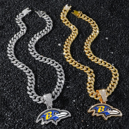Football Team Cuban Link Pendant Necklace