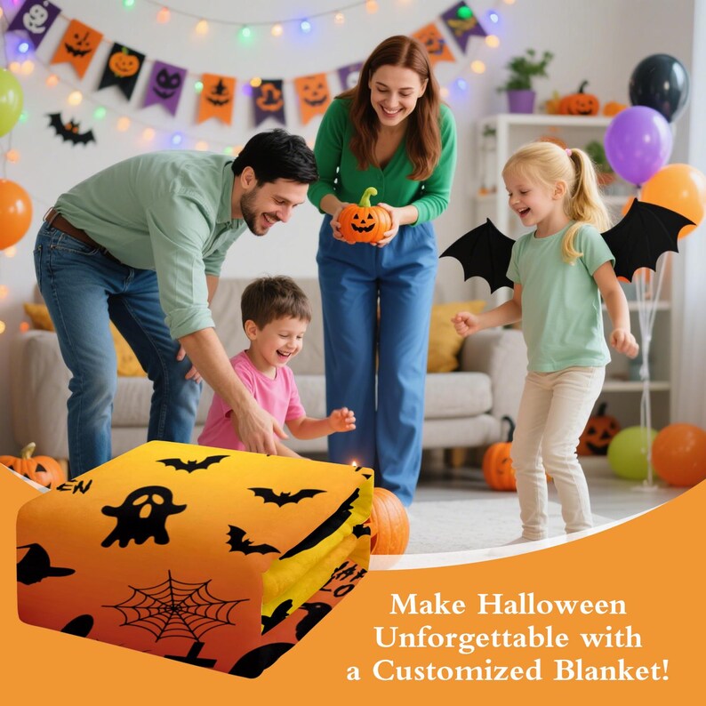 “Custom Halloween Name” Spooky Personalized Blanket