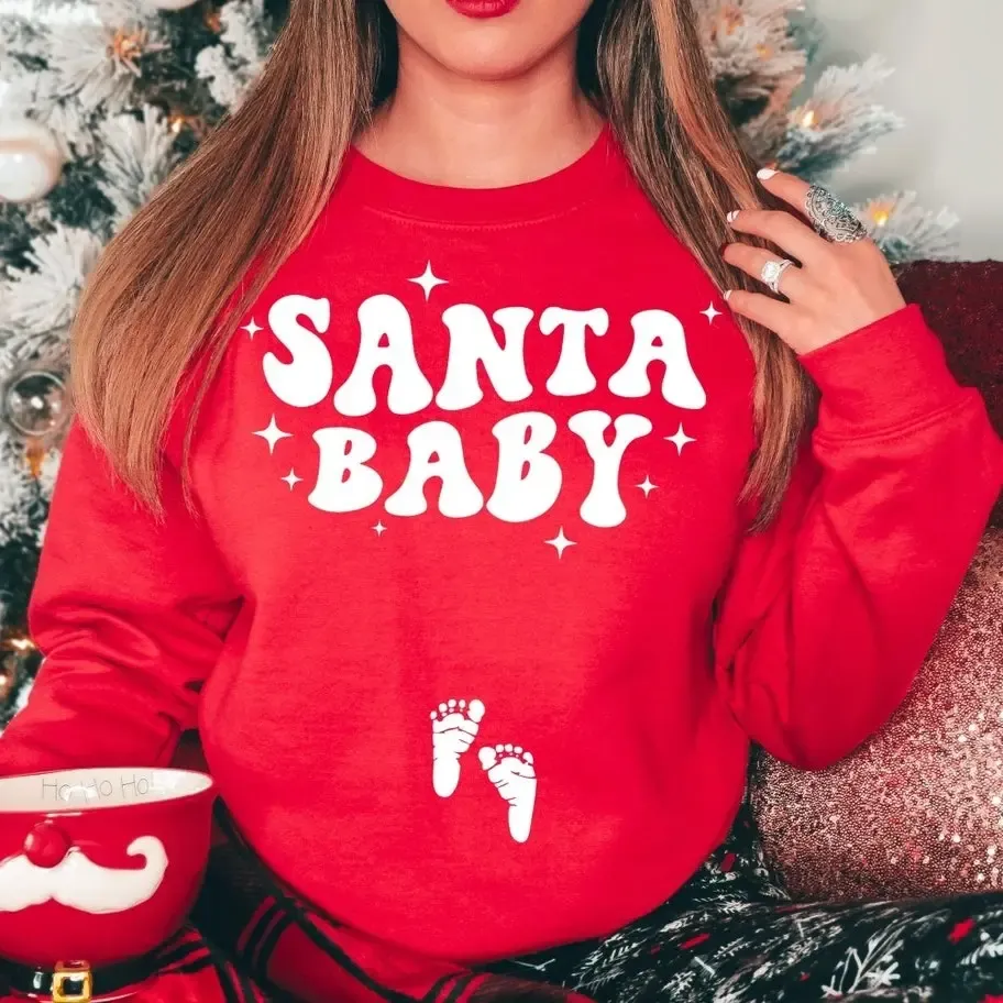 Santa Baby Christmas Pregnancy Announcement Sweatshirt