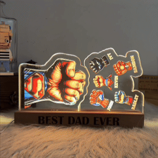50%OFF ⭐️ Custom 3D 6mm Thick Superhero Fist Bump Best Dad Ever Night Light