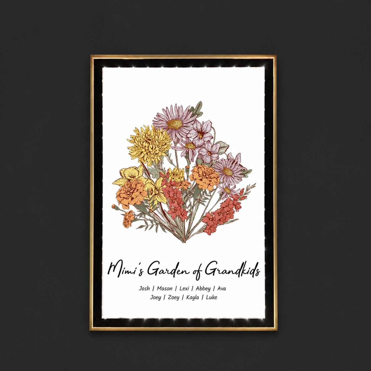 Custom Birth Flower Bouquet - Personalized Mirror Light Box