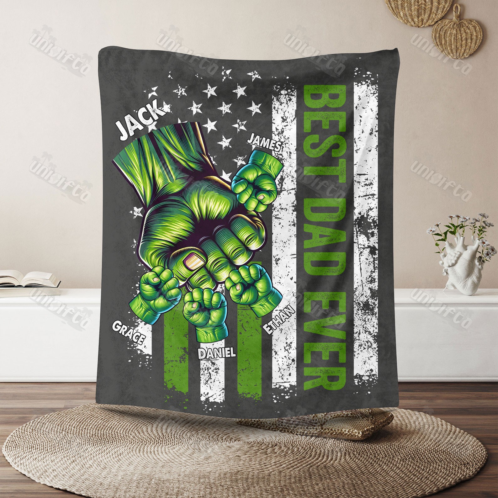 BEST DADMAN EVER Front Side Custom Blanket