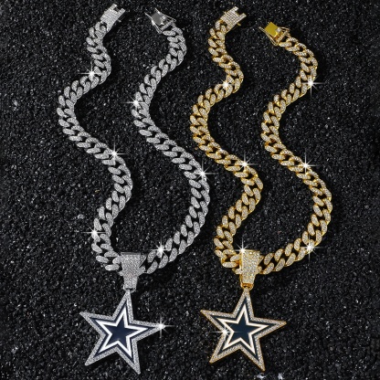 Football Team Cuban Link Pendant Necklace