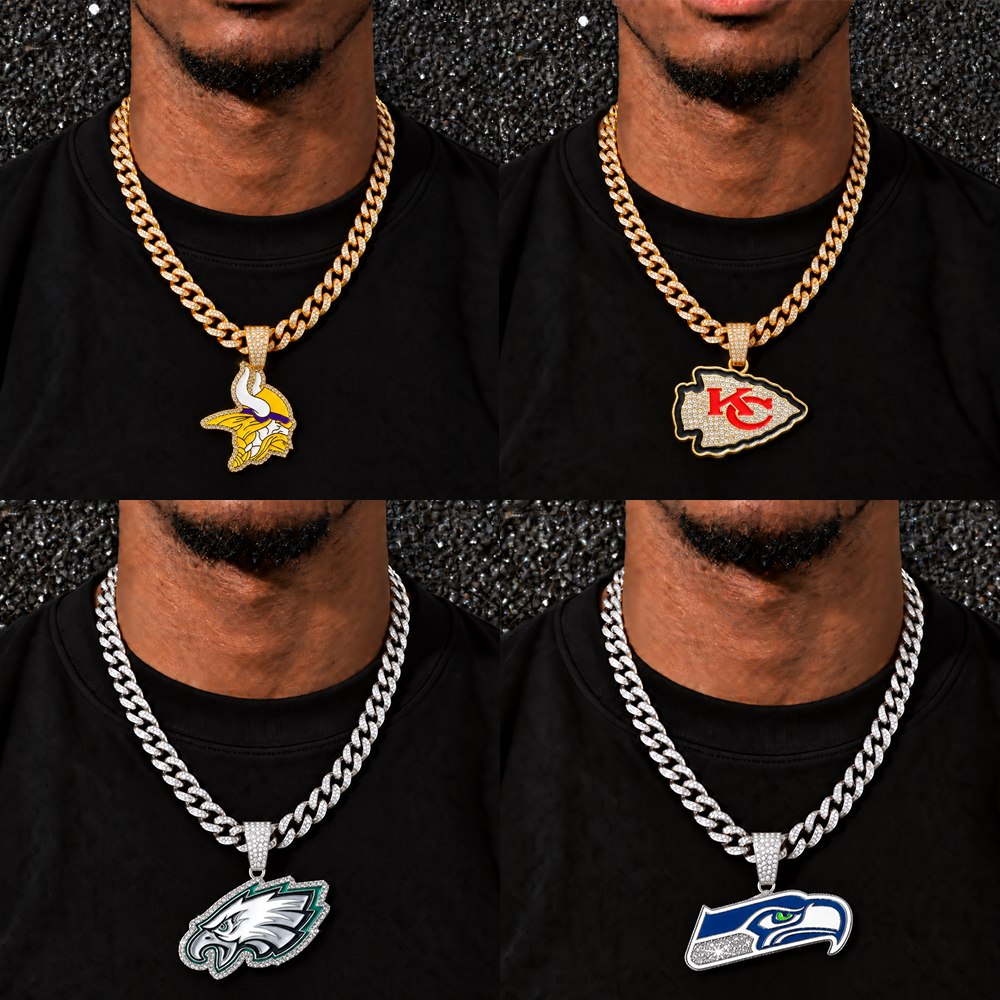 Football Team Cuban Link Pendant Necklace