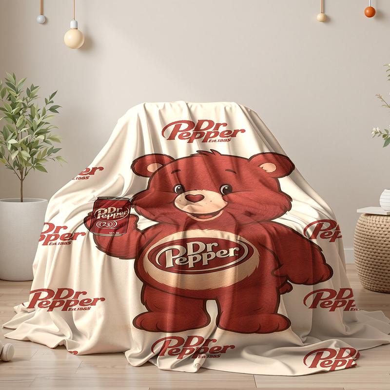 Dr Pepper "Cute Bear" Branded Home Blankets (Est.1885) – Knitted/Coral Fleece